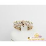 Жіноча золота каблучка комбіноване золото "Сонячна мозаїка" 310319 , Gold &amp Silver Gold & Silver, Украина